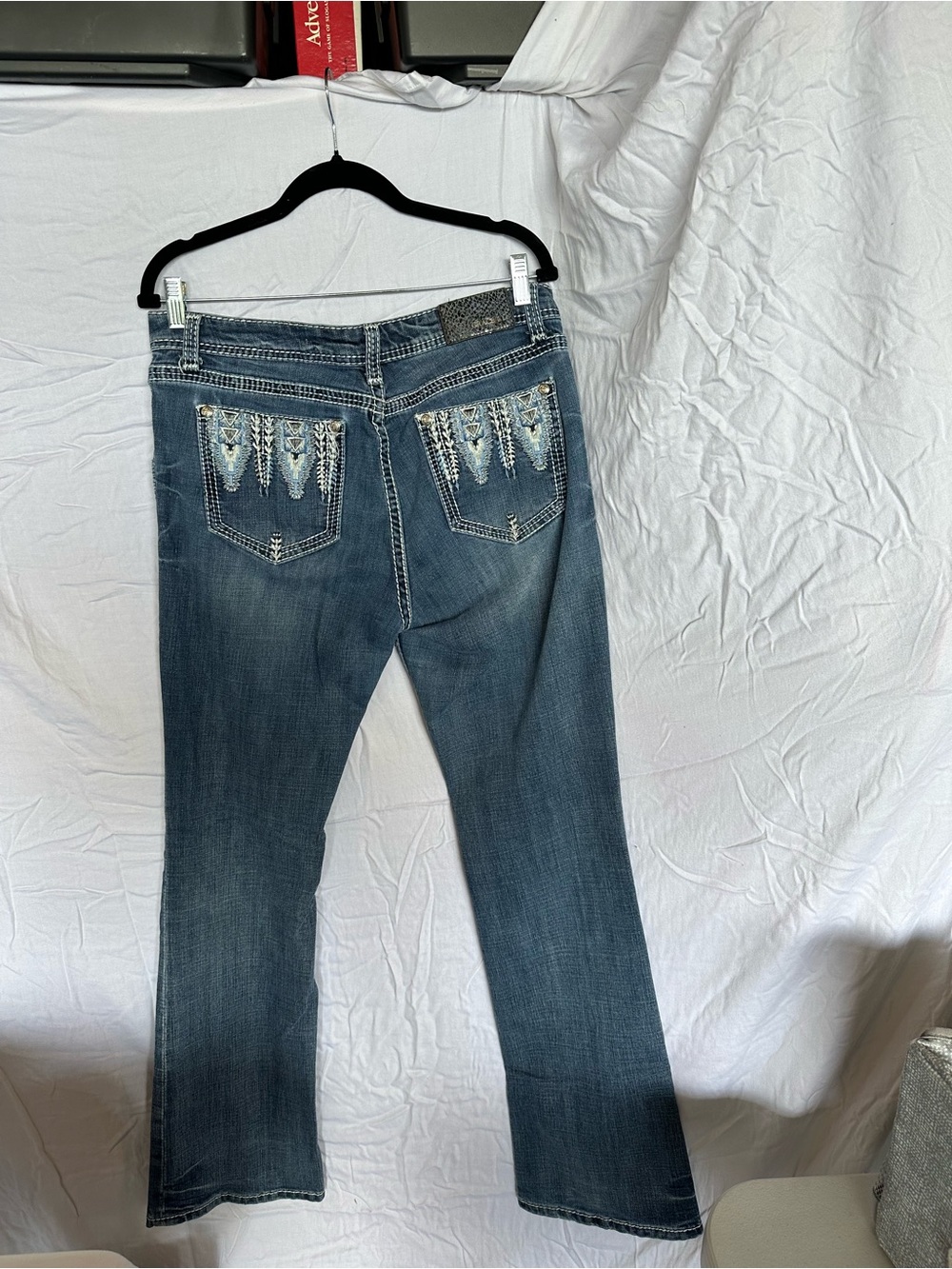 Grace in LA Dark Blue Bootcut Jeans with Embellished Back Pockets